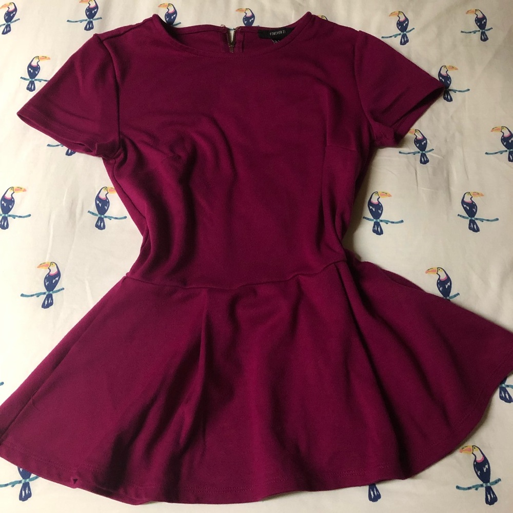 F21 Magenta Peplum Top